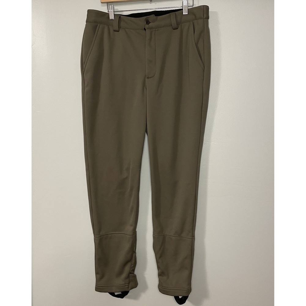 LL Bean Pants Mens M Lined Softshell Outdoor Hiking Snow Stirrup Tan Khaki